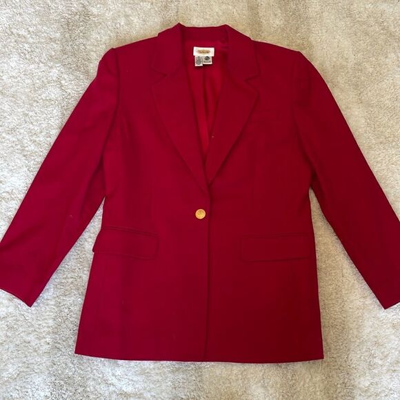 Vintage Talbots Red 100% Wool Blazer Single Breasted Size 10 - Picture 9 of 9